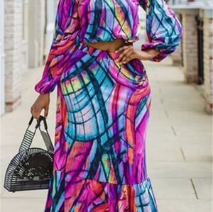 NEW PLUS 2 PIECE SKIRT SET FITS SIZE: 2XL-3XL ~ IN (2 Color Selections)